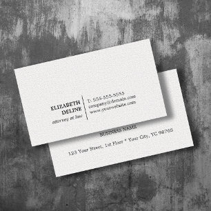Minimalist Elegant Texture White Attorney at law Business Card