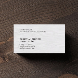 Minimalist Elegant Texture White Attorney Business Card