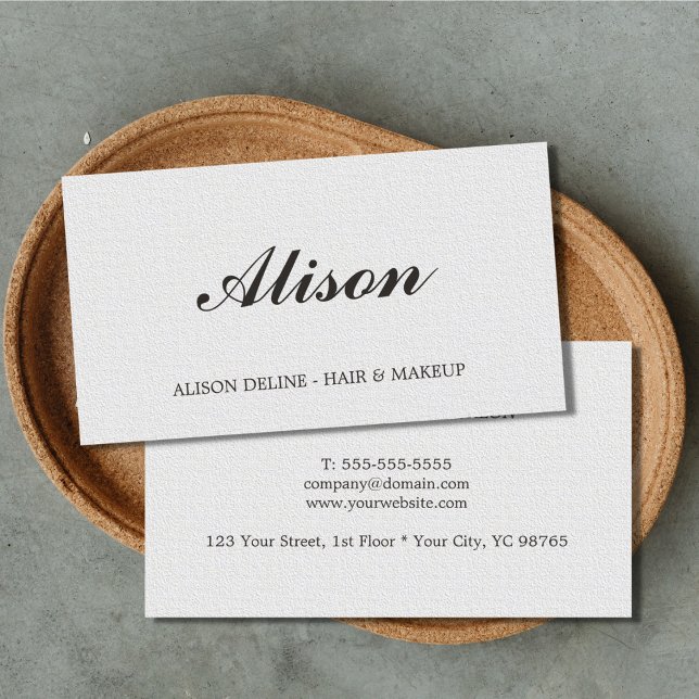 Minimalist Elegant Texture White Hair and Makeup Business Card (Creator Uploaded)