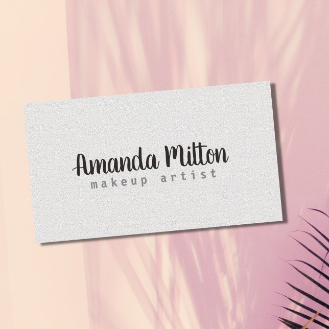 Minimalist Elegant Texture White Makeup Artist Business Card (Creator Uploaded)