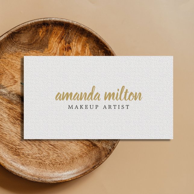 Minimalist Elegant Texture White Makeup Artist Business Card (Creator Uploaded)