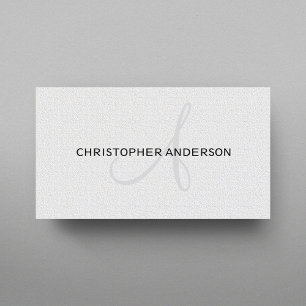 Minimalist Elegant Texture White Monogram Business Card