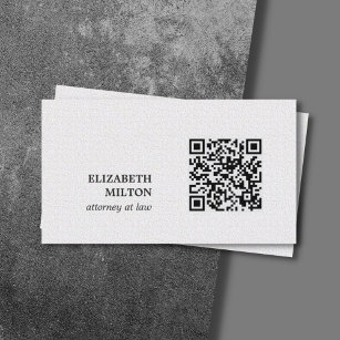 Minimalist Elegant Texture White QR code Attorney  Business Card