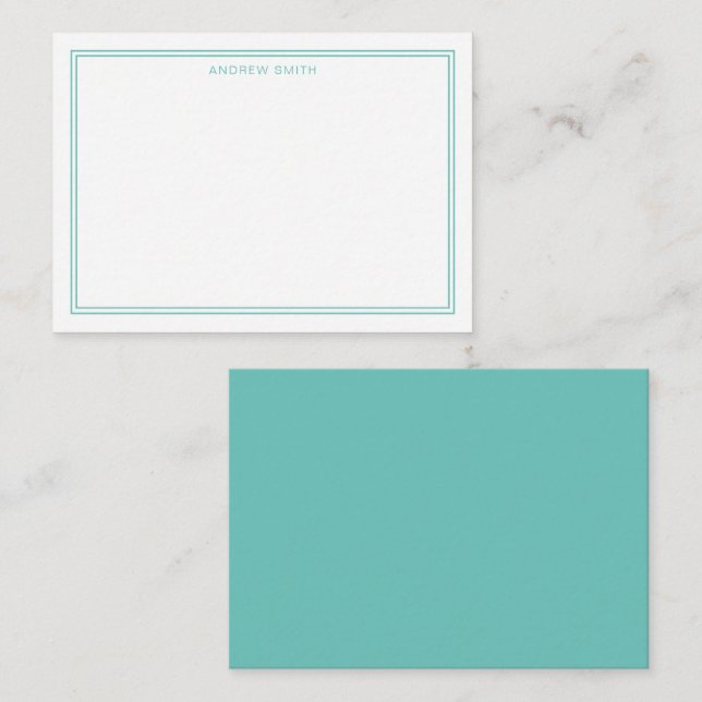 Minimalist Elegant Two Border Moonstone Blue Card (Front/Back)