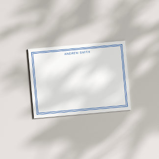 Minimalist Elegant Two Border Navy Blue Card