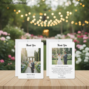 Minimalist Elegant Typography 2 Photos Thank You Card