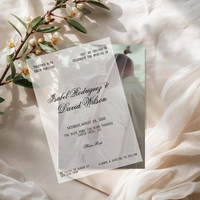 Minimalist Elegant Typography Classic Wedding Vellum Invitations (Creator Uploaded)
