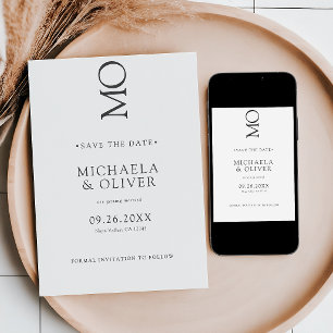 Minimalist Elegant Typography Monogram Wedding Save The Date