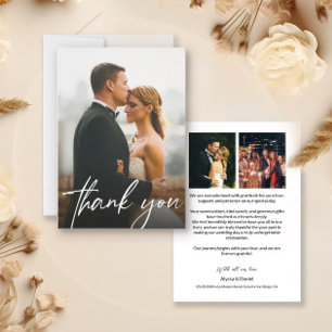 Minimalist Elegant Typography Wedding Photos Thank You Card