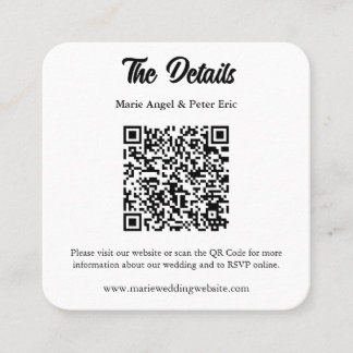 Minimalist Elegant Typography Wedding QR Code Square Business Card