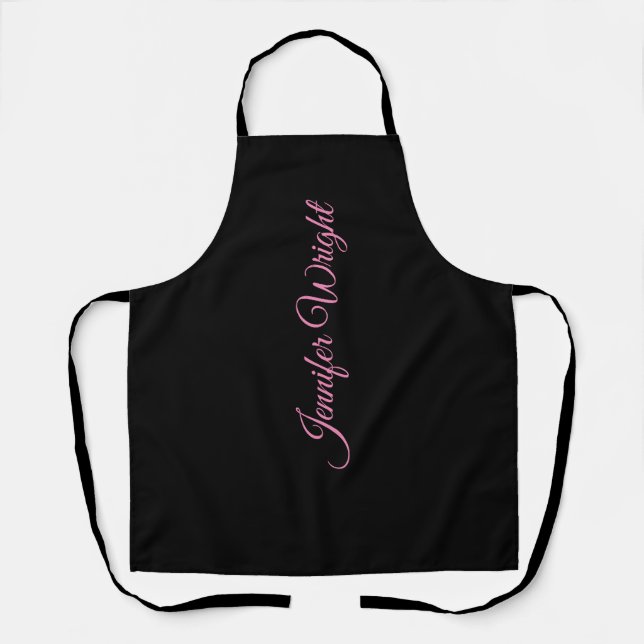 Minimalist elegant unique modern plain black pink apron (Front)