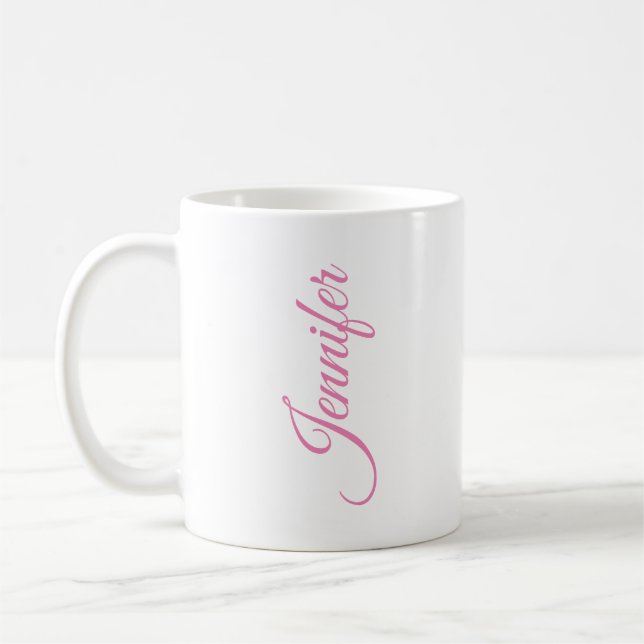 Minimalist elegant unique modern plain name coffee mug (Left)