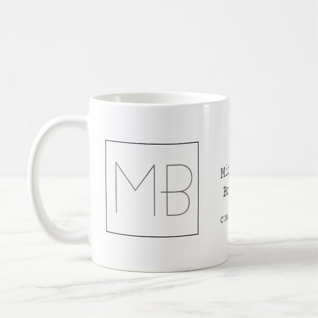 Minimalist Elegant Unique Monogram  Coffee Mug (Left)
