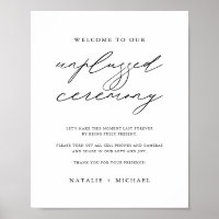 Minimalist Elegant Unplugged Wedding Ceremony Sign