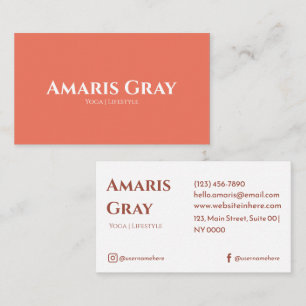 Minimalist Elegant Vibrant Bold Coral Typography Business Card