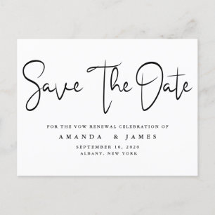Minimalist Elegant Vow Renewal Save The Date Announcement Postcard