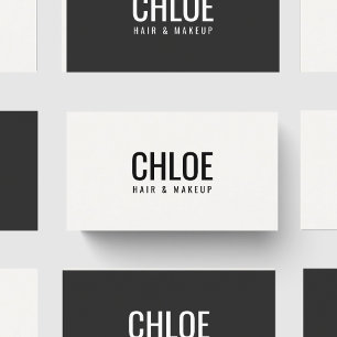 Minimalist Elegant Warm White Black Bold Beauty Business Card