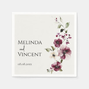 Minimalist Elegant Watercolor Flowers Napkin