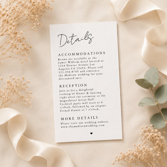 Minimalist Elegant Wedding Details Enclosure Card (Creator Uploaded)