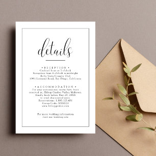 Minimalist Elegant Wedding Details Enclosure Card