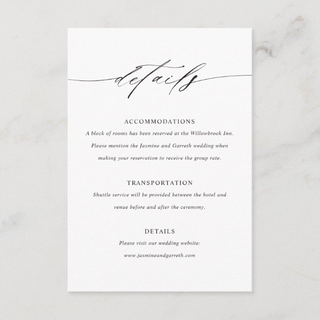 Minimalist Elegant Wedding Enclosure Details Card (Front)