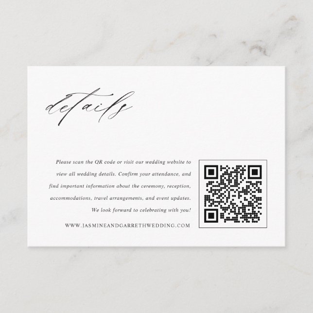 Minimalist Elegant Wedding Enclosure Details Card (Front)