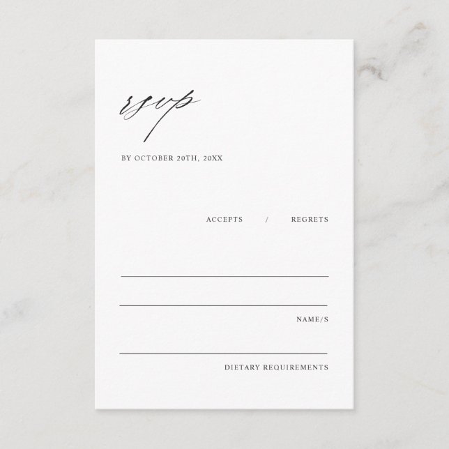 Minimalist Elegant Wedding Enclosure RSVP Card (Front)