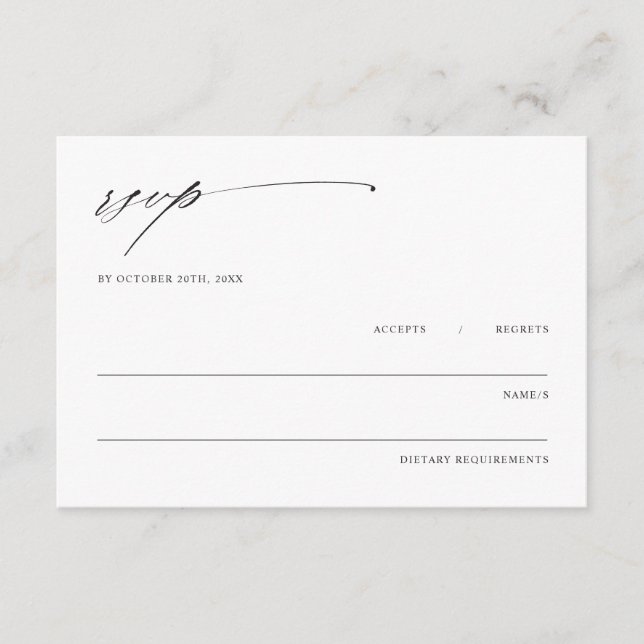 Minimalist Elegant Wedding Enclosure RSVP Card (Front)