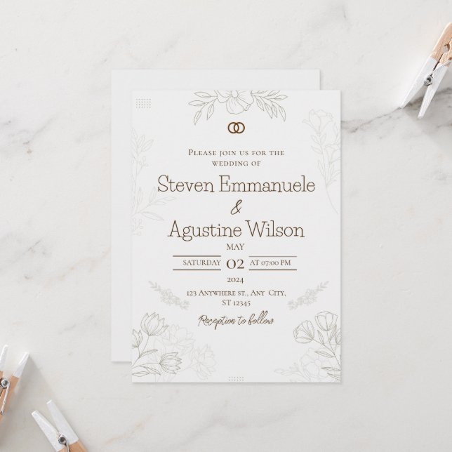 Minimalist Elegant Wedding Invitation (Front/Back In Situ)