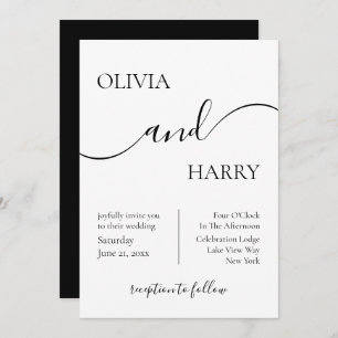 Minimalist Elegant Wedding Invitation Black White