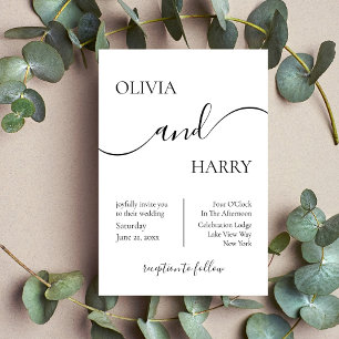 Minimalist Elegant Wedding Invitation Black White
