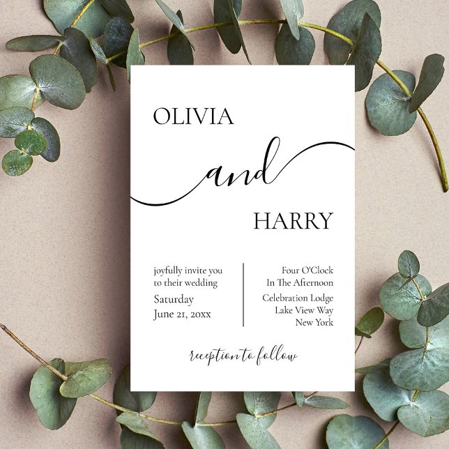 Minimalist Elegant Wedding Invitation Black White (Creator Uploaded)