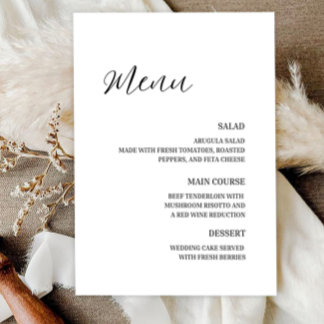 Minimalist Elegant Wedding Menu