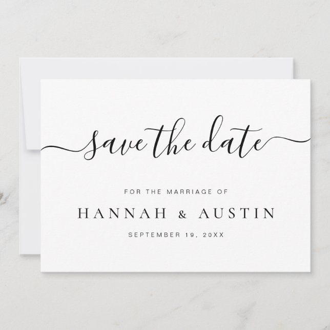 Minimalist Elegant Wedding Save The Date (Front)