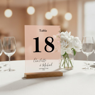 Minimalist Elegant Wedding Table Number Acrylic Sign