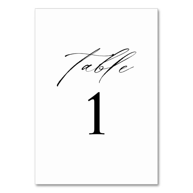Minimalist Elegant Wedding Table Number Card (Front)