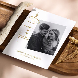 Minimalist Elegant Wedding Thank You Card Photo