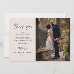 Minimalist, Elegant Wedding Thank You Photo Card