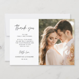 Minimalist, Elegant Wedding Thank You Photo Card