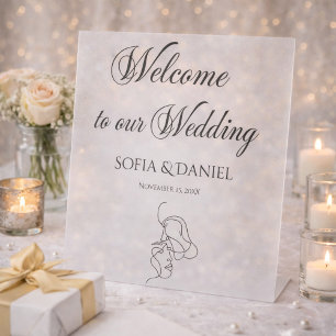 Minimalist  Elegant Welcome to Our Wedding Pedestal Sign