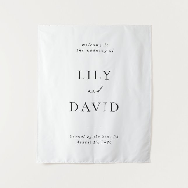 Minimalist Elegant Welcome Wedding  Tapestry (Front)