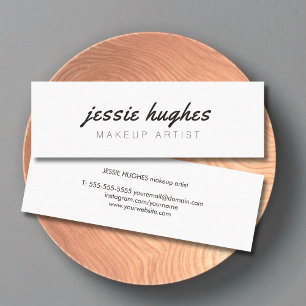 Minimalist Elegant White Black Makeup Artist Mini Business Card