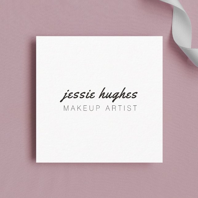 Minimalist Elegant White Black Makeup Artist Square Business Card (Creator Uploaded)