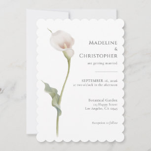 Minimalist Elegant White Calla Lily Wedding Invitation
