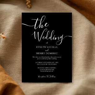 Minimalist Elegant White Calligraphy Wedding Invitation