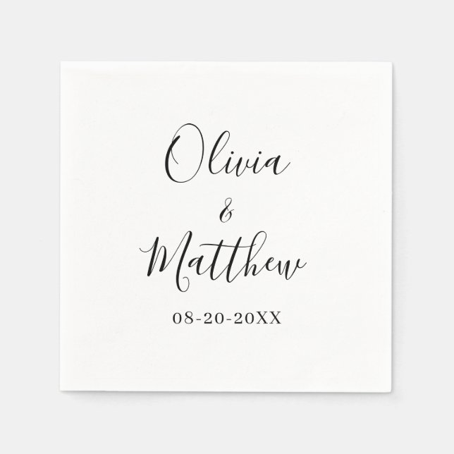 Minimalist Elegant White Classic Wedding Napkin (Front)