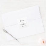 Minimalist Elegant White Classic Wedding Square Sticker<br><div class="desc">Easily personalise by replacing each info. Make sure to check the preview before adding to cart. View the collection link on this page to see all of the matching items in this design.</div>