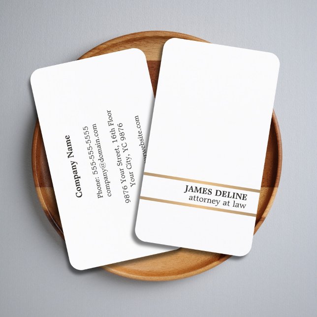 Minimalist Elegant White Copper Line Attorney Business Card (Creator Uploaded)