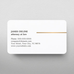 Minimalist Elegant White Copper Line Attorney Business Card
