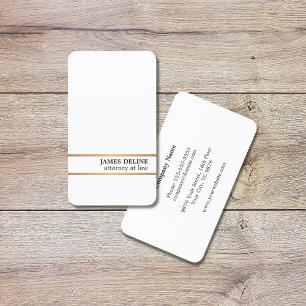 Minimalist Elegant White Copper Line Attorney Business Card